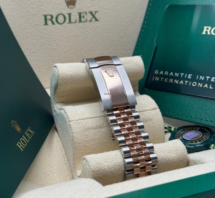 Rolex Datejust 36 New 2024 Mother Of Pearl Diamond Dial Two Tone Rose Gold Fluted Bezel Jubilee