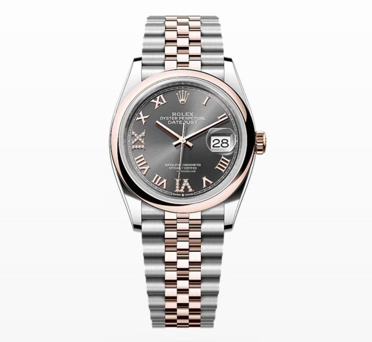 Rolex Datejust 36 New 2024 Rhodium Pave 6 9 Diamond Dial Two Tone Rose Gold Jubilee Smooth Bezel