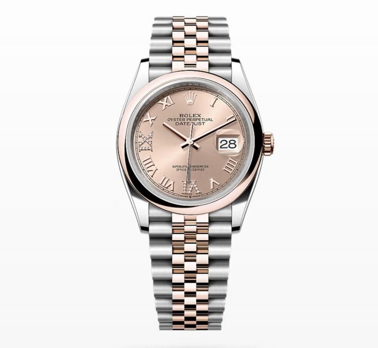 Rolex Datejust 36 New 2024 Sundust Pink Pave 6 9 Diamond Dial Two Tone Rose Gold Jubilee Smooth