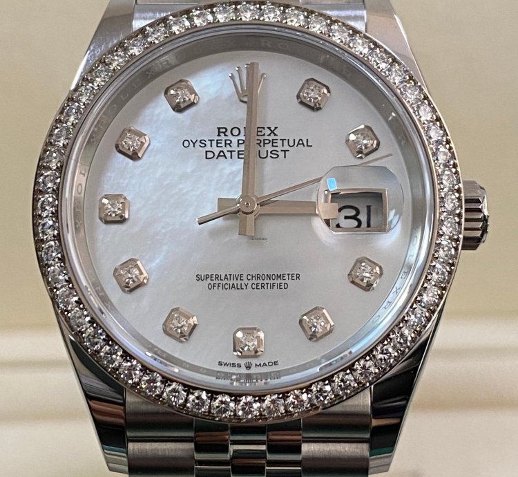 Rolex Datejust 36 New 2024 Unworn Datejust 36 Steel Jubilee Mother Of Pearl Dial Diamond-set Bezel 126284rbr