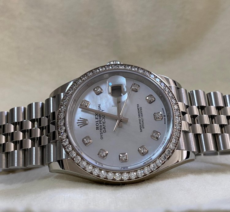 Rolex Datejust 36 New 2024 Unworn Datejust 36 Steel Jubilee Mother Of Pearl Dial Diamond-set Bezel 126284rbr
