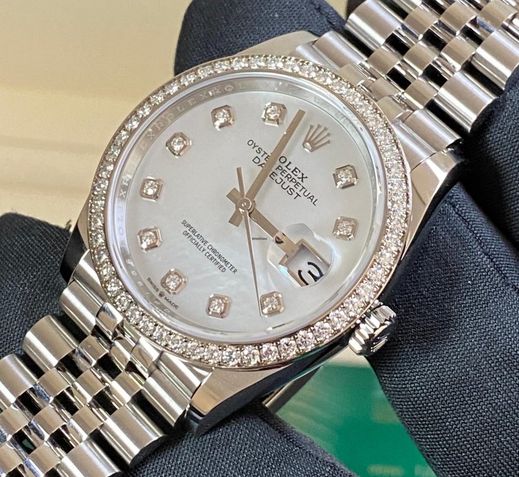 Rolex Datejust 36 New 2024 Unworn Datejust 36 Steel Jubilee Mother Of Pearl Dial Diamond-set Bezel 126284rbr