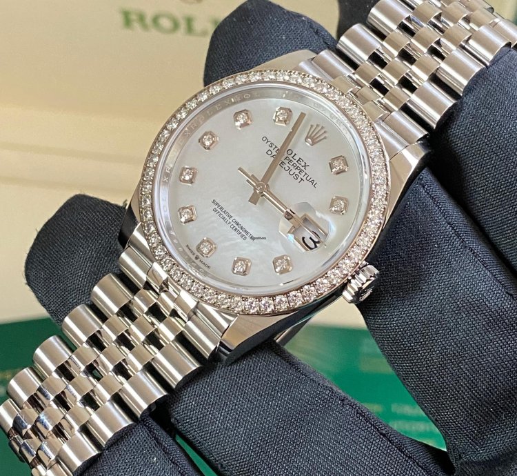 Rolex Datejust 36 New 2024 Unworn Datejust 36 Steel Jubilee Mother Of Pearl Dial Diamond-set Bezel 126284rbr
