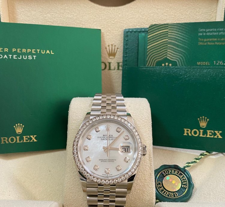 Rolex Datejust 36 New 2024 Unworn Datejust 36 Steel Jubilee Mother Of Pearl Dial Diamond-set Bezel 126284rbr