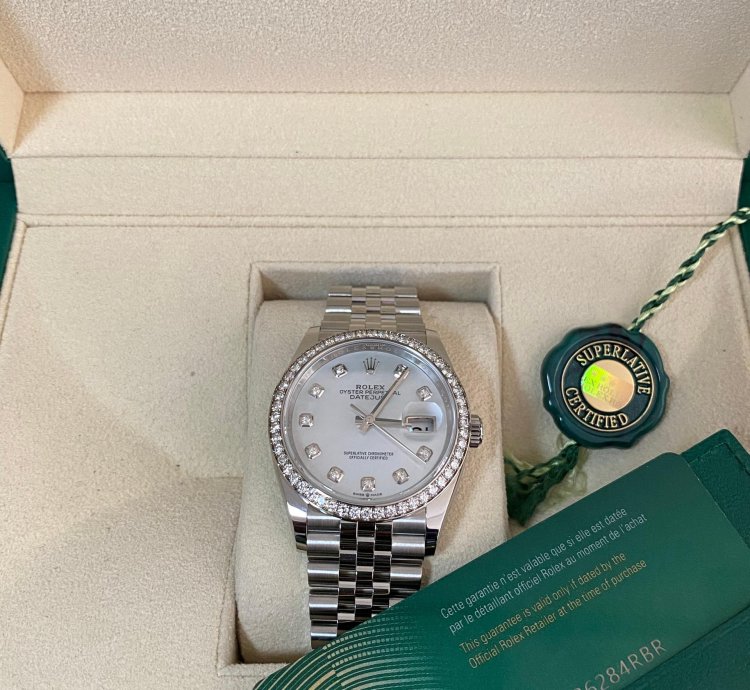 Rolex Datejust 36 New 2024 Unworn Datejust 36 Steel Jubilee Mother Of Pearl Dial Diamond-set Bezel 126284rbr