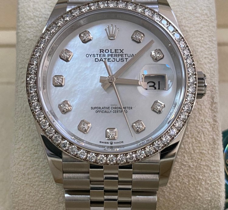 Rolex Datejust 36 New 2024 Unworn Datejust 36 Steel Jubilee Mother Of Pearl Dial Diamond-set Bezel 126284rbr