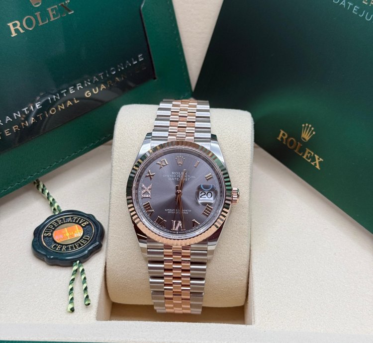 Rolex Datejust 36 New 2025 Rhodium Diamond 6 9 Pave Dial Two Tone Rose Gold Fluted Bezel Jubilee