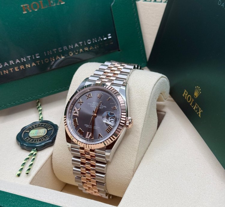 Rolex Datejust 36 New 2025 Rhodium Diamond 6 9 Pave Dial Two Tone Rose Gold Fluted Bezel Jubilee