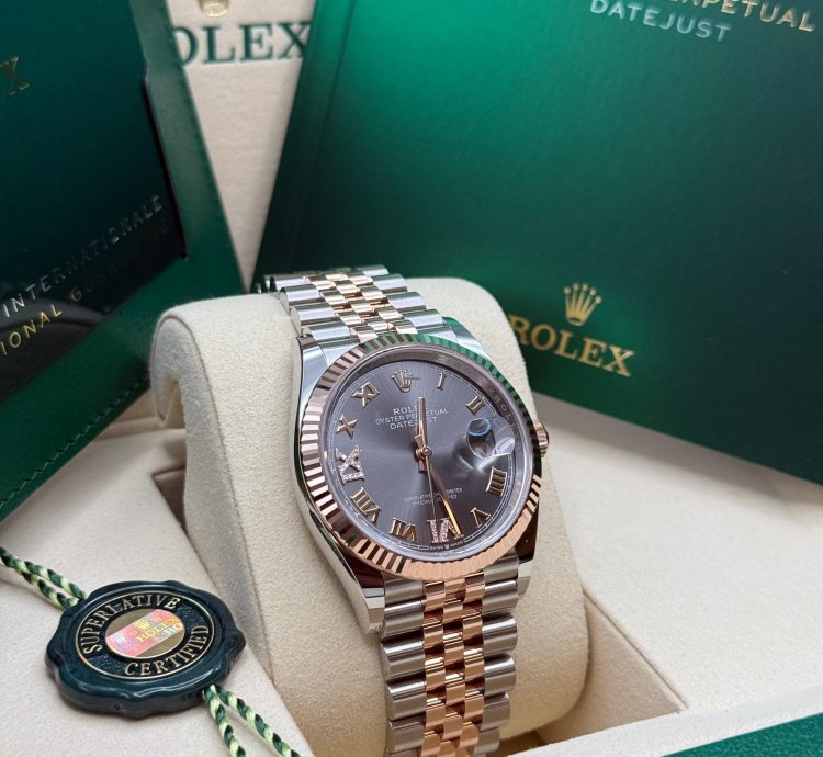 Rolex Datejust 36 New 2025 Rhodium Diamond 6 9 Pave Dial Two Tone Rose Gold Fluted Bezel Jubilee