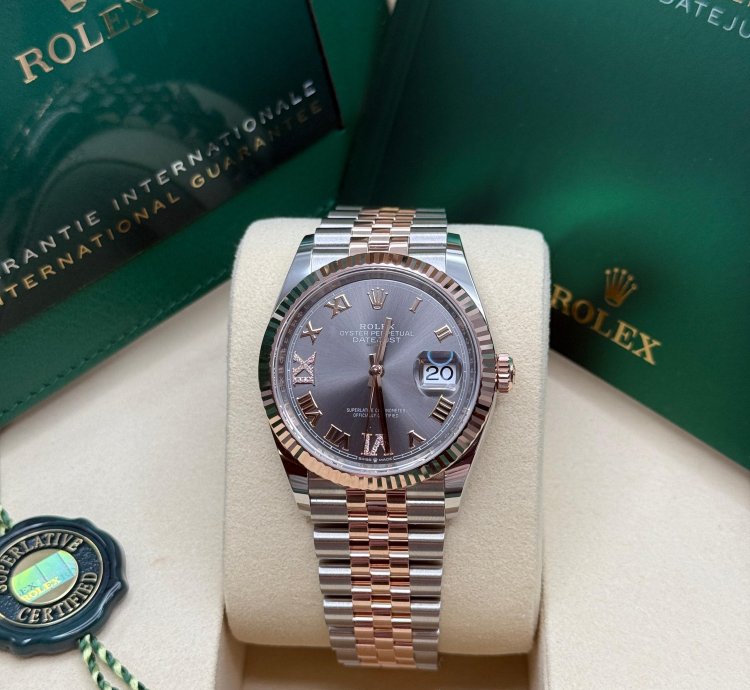 Rolex Datejust 36 New 2025 Rhodium Diamond 6 9 Pave Dial Two Tone Rose Gold Fluted Bezel Jubilee