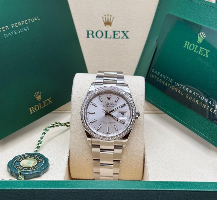 Rolex Datejust 36 New 2025 Silver Index Dial Stainless Steel Diamond Bezel Oyster Bracelet
