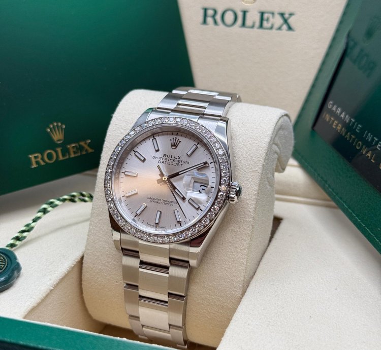 Rolex Datejust 36 New 2025 Silver Index Dial Stainless Steel Diamond Bezel Oyster Bracelet