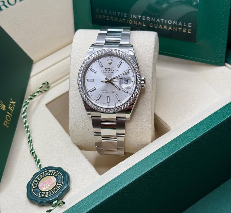 Rolex Datejust 36 New 2025 Silver Index Dial Stainless Steel Diamond Bezel Oyster Bracelet