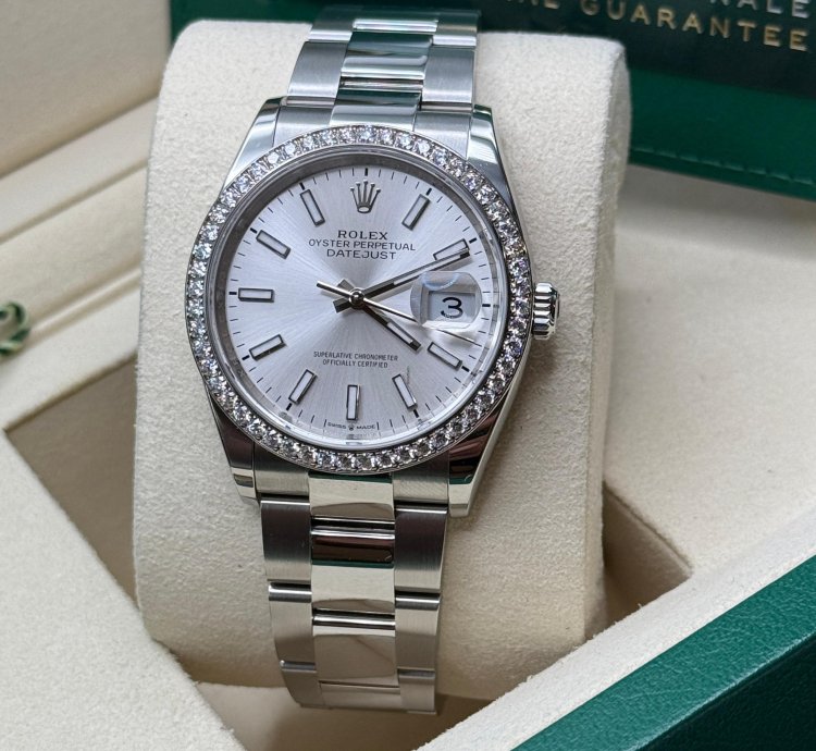 Rolex Datejust 36 New 2025 Silver Index Dial Stainless Steel Diamond Bezel Oyster Bracelet