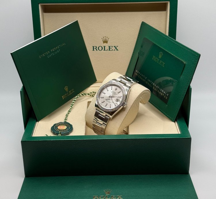 Rolex Datejust 36 New 2025 Silver Index Dial Stainless Steel Diamond Bezel Oyster Bracelet