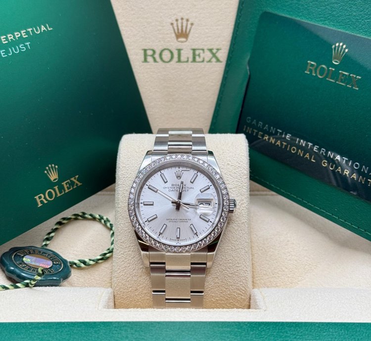 Rolex Datejust 36 Silver Index Dial Stainless Steel Diamond Bezel Oyster Bracelet