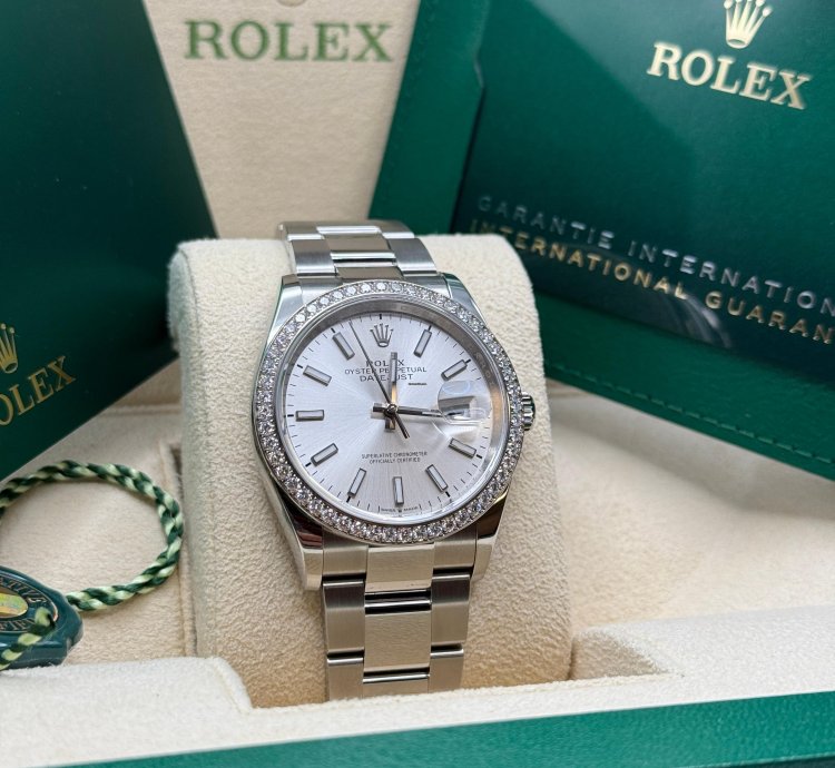 Rolex Datejust 36 Silver Index Dial Stainless Steel Diamond Bezel Oyster Bracelet