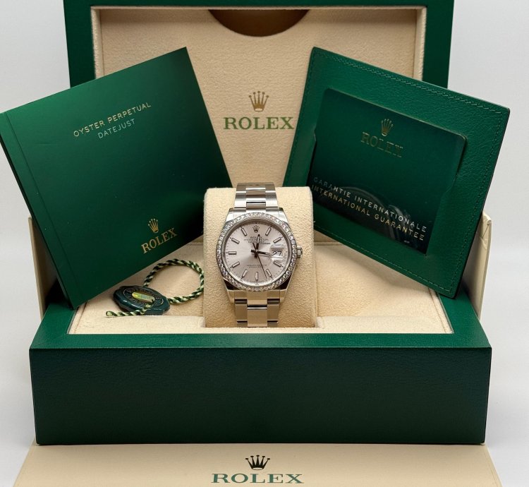 Rolex Datejust 36 Silver Index Dial Stainless Steel Diamond Bezel Oyster Bracelet