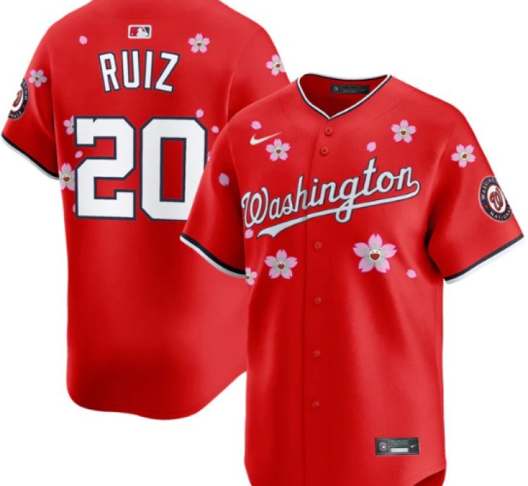 Keibert Ruiz Jersey 20 Washington Nationals Cherry Blossom Vapor Premier Limited Stitched Red