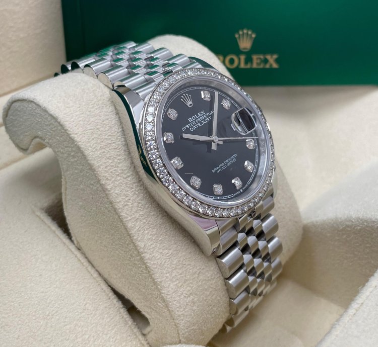 Rolex Datejust 36 Unworn Datejust 36mm 126284rbr Black Diamond Dial Diamond Bezel Jubilee Bracelet Stainless