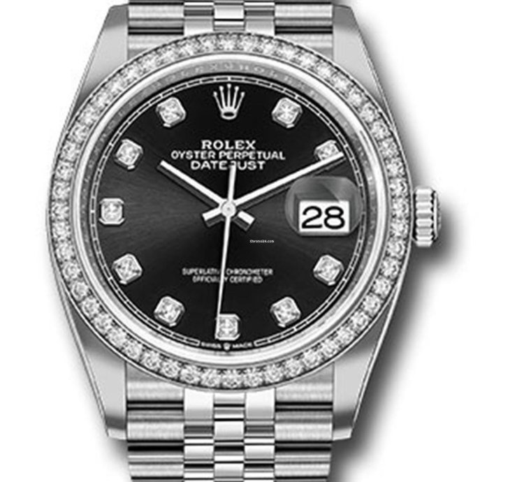 Rolex Datejust 36 Unworn Datejust 36mm 126284rbr Black Diamond Dial Diamond Bezel Jubilee Bracelet Stainless