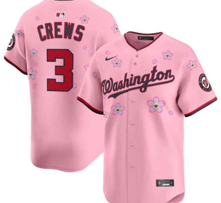 Dylan Crews Jersey 3 Washington Nationals Cherry Blossom Vapor Premier Limited Stitched