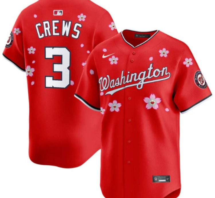 Dylan Crews Jersey 3 Washington Nationals Cherry Blossom Vapor Premier Limited Stitched Red