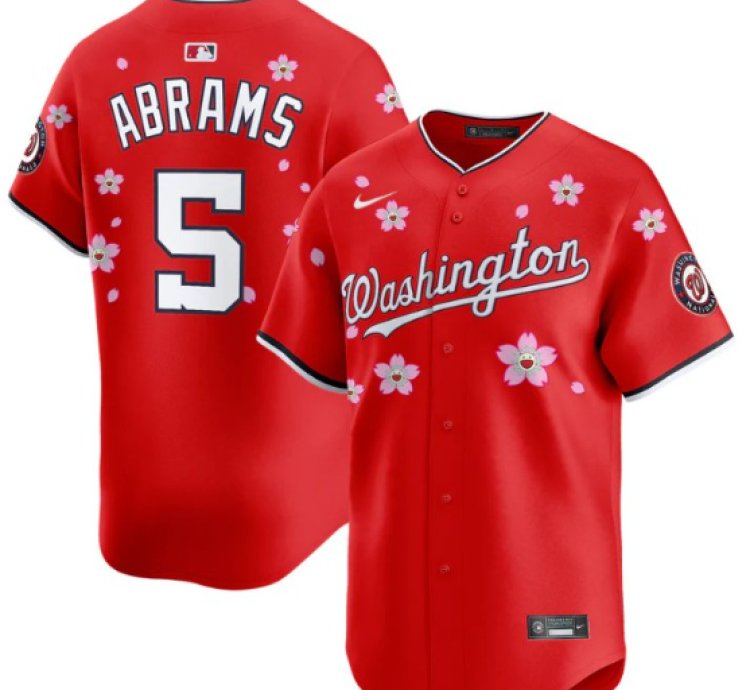 Cj Abrams Jersey 5 Washington Nationals Cherry Blossom Vapor Premier Limited Stitched Red