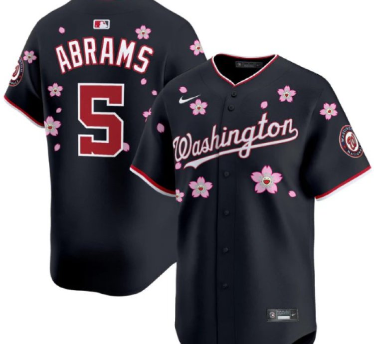 Cj Abrams Jersey 5 Washington Nationals Cherry Blossom Vapor Premier Limited Stitched Navy