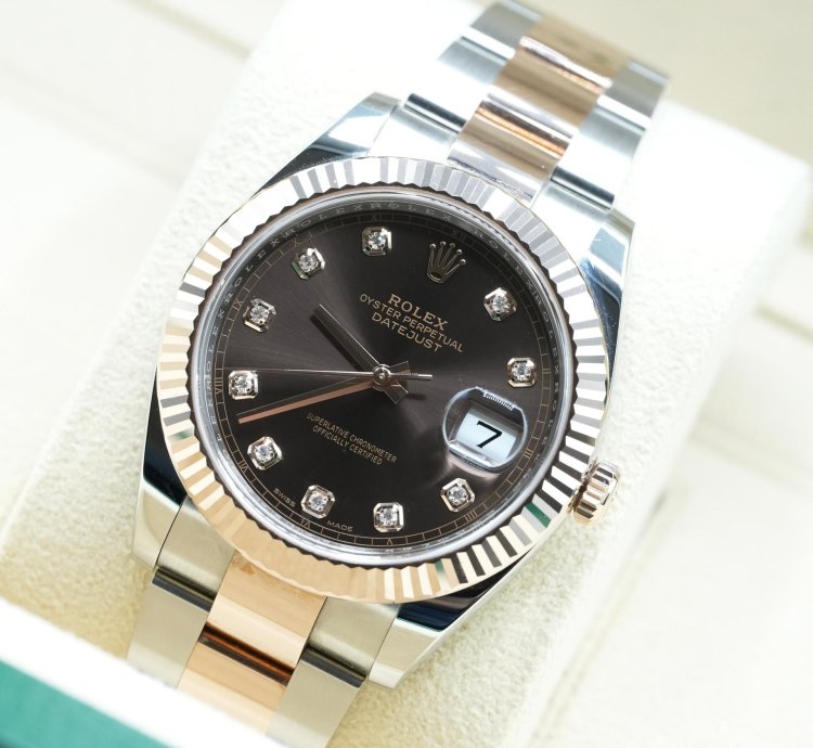 Rolex Datejust 41 2024 Datejust 41 Steel And Rose Gold Chocolate Diamond Dial Unworn Box And Papers 126331