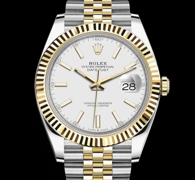 Rolex Datejust 41 41mm - White Dial - Yellow Gold - Steel Jubilee