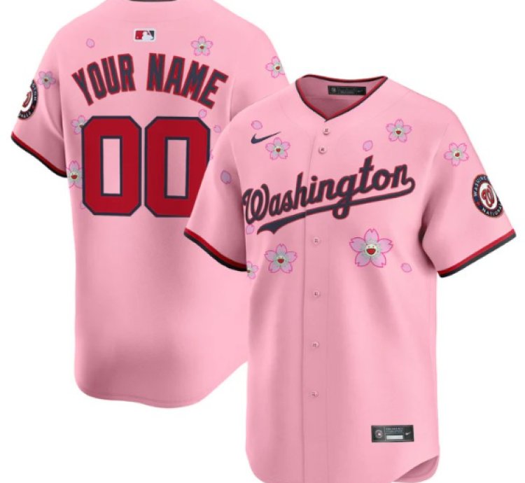 Custom Washington Nationals Jersey Name Number Cherry Blossom Vapor Premier Limited Stitched