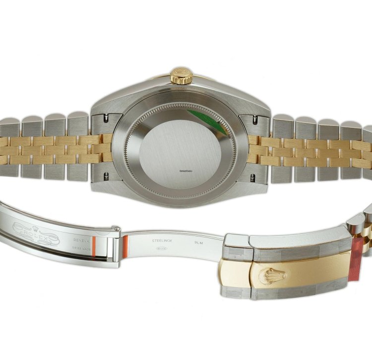 Rolex Datejust 41 41mm Steel 18k Yellow Gold Black Diamond Dial Jubilee Bracelet