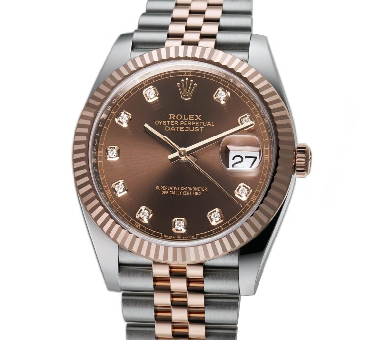 Rolex Datejust 41 41mm Steel Everose Gold Chocolate Diamond Dial Jubilee Bracelet
