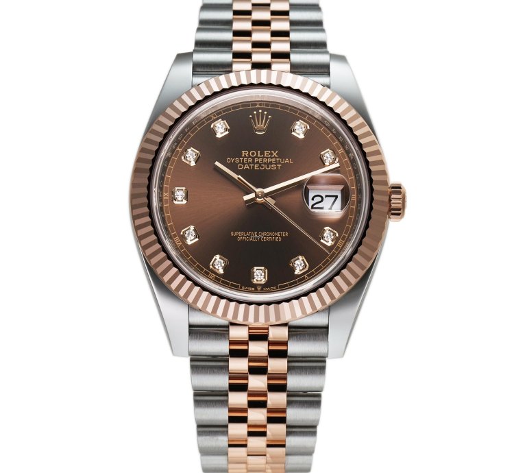 Rolex Datejust 41 41mm Steel Everose Gold Chocolate Diamond Dial Jubilee Bracelet