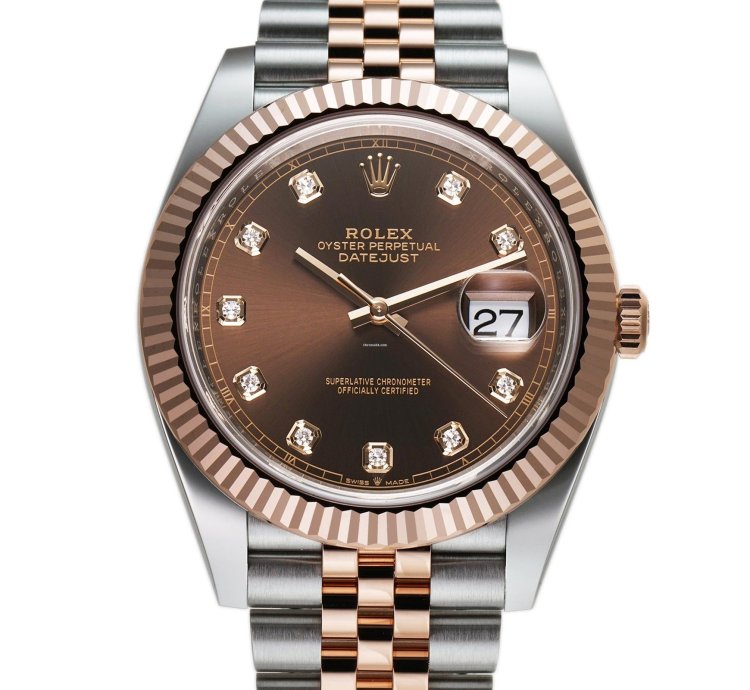 Rolex Datejust 41 41mm Steel Everose Gold Chocolate Diamond Dial Jubilee Bracelet