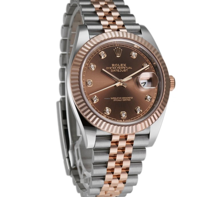 Rolex Datejust 41 41mm Steel Everose Gold Chocolate Diamond Dial Jubilee Bracelet