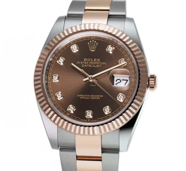 Rolex Datejust 41 41mm Steel Everose Gold Chocolate Diamond Dial Oyster Bracelet