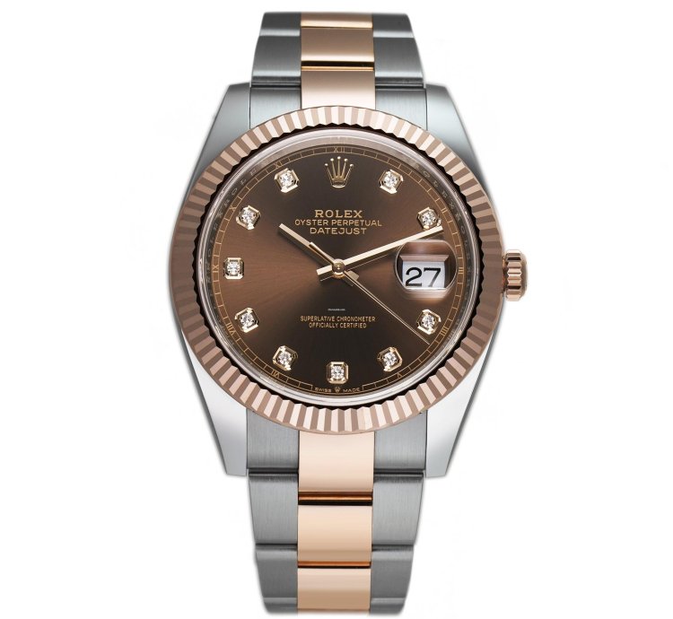 Rolex Datejust 41 41mm Steel Everose Gold Chocolate Diamond Dial Oyster Bracelet