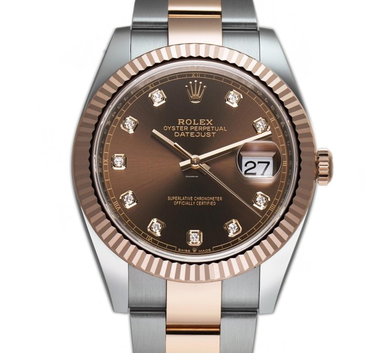 Rolex Datejust 41 41mm Steel Everose Gold Chocolate Diamond Dial Oyster Bracelet