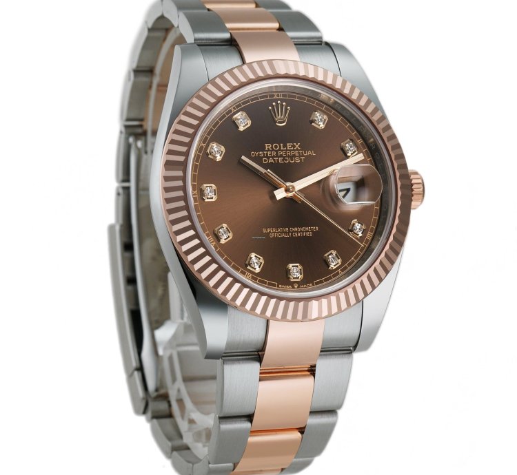Rolex Datejust 41 41mm Steel Everose Gold Chocolate Diamond Dial Oyster Bracelet