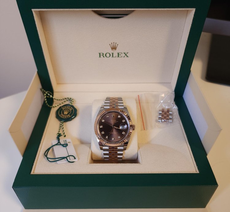 Rolex Datejust 41 Chocloate Set With Diamonds 41mm Oystersteel And Everose Gold