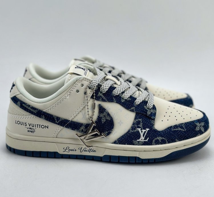 280 Nike Sb Dunk Low X Louis Vuitton White Blue Denim Xo3802-335 12