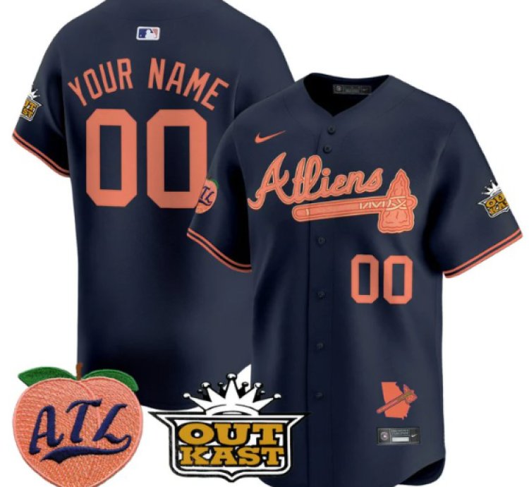 Custom Atlanta Braves Jersey Atliens Peach Vapor Premier Limited Stitched