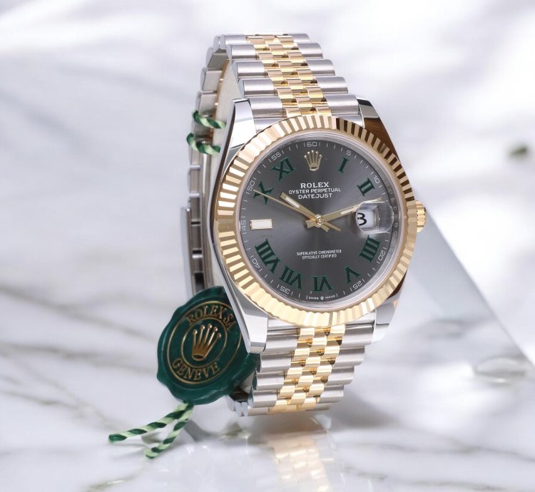 Rolex Datejust 41 Jubilee Gold Steel Wimbledon Slate Roman Unworn 2025