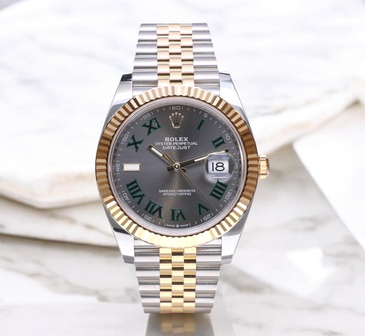 Rolex Datejust 41 Jubilee Gold Steel Wimbledon Slate Roman Unworn 2025