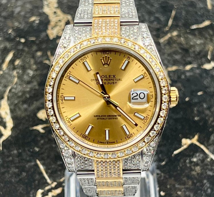 Rolex Datejust 41 New - Champagne Dial - Iced Out - Diamonds