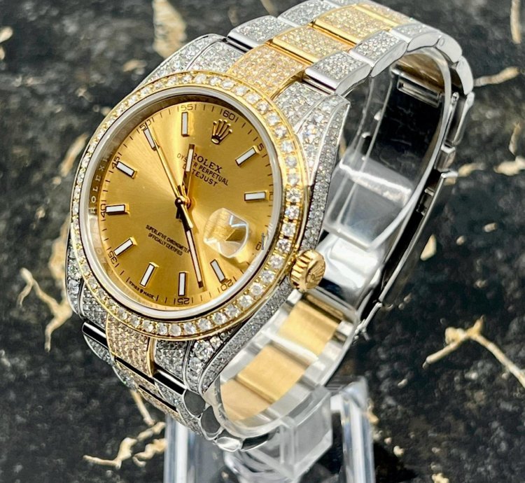 Rolex Datejust 41 New - Champagne Dial - Iced Out - Diamonds