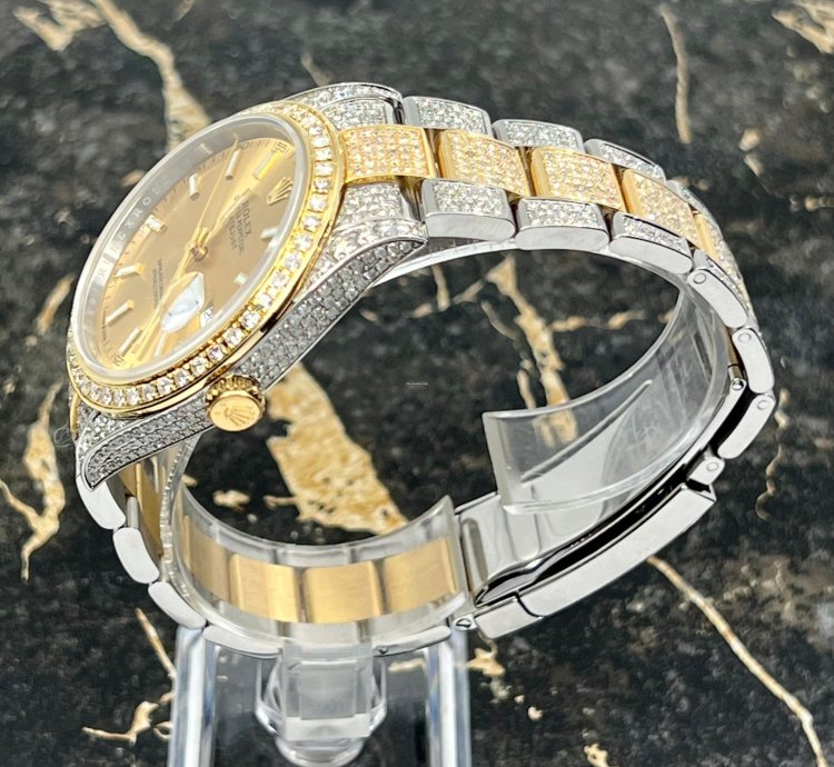 Rolex Datejust 41 New - Champagne Dial - Iced Out - Diamonds