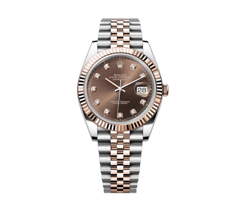 Rolex Datejust 41 New 2025 Chocolate Diamond Dial Two Tone Rose Gold Fluted Jubilee Bracelet